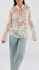 Camicia pizzo coreana cordino Vic.
