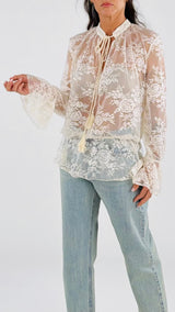 Camicia pizzo coreana cordino Vic.