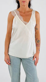 Canotta raso pizzo trasversale H.