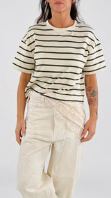 Felpa rigata+pizzo H.