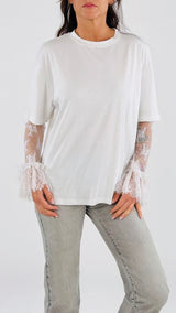 T-shirt manica pizzo calla H.