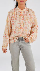 Camicia fiori ricami arancione