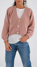 Cardigan bottoni perle H.