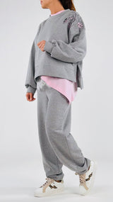 Felpa over ricamo spalla Twin