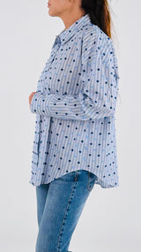 Camicia over righe nappine You