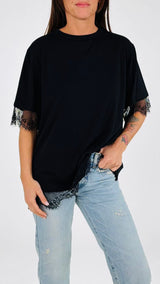 T-shirt over schiena pizzo