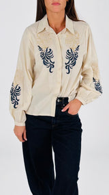Camicia popeline manica ricamata H.