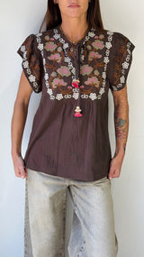 Camicina tela m/m pettorina ricami