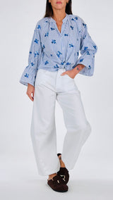 Camicia bastoncino ricami paillettes T.