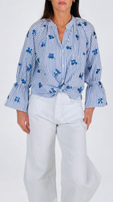 Camicia bastoncino ricami paillettes T.
