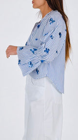 Camicia bastoncino ricami paillettes T.