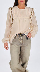 Camicia organza aletta ricami H.