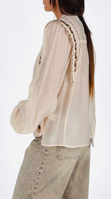 Camicia organza aletta ricami H.