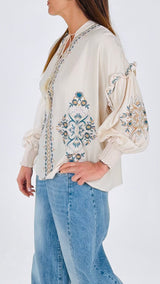 Camicia serafino ricami+nappe H.