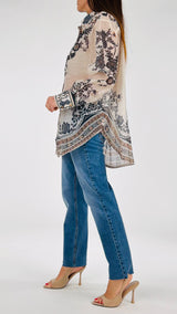 Camicia over fantasia bottoni legno