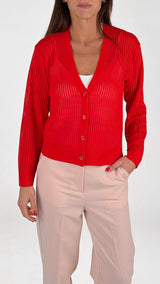 Cardigan viscosa costina traforo H.