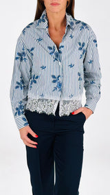 Camicia bastoncino ricami+pizzo
