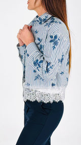 Camicia bastoncino ricami+pizzo