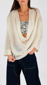 Camicia organza top paillettes H.