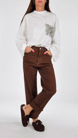 T- shirt m/l tasca pailletes T