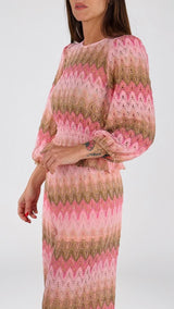 Maglia jacquard zig-zag traforo T.