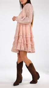 Abito balze organza ricami K.