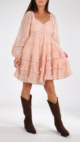Abito balze organza ricami K.
