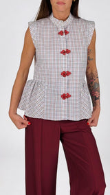 Camicia quadretti alamari K.