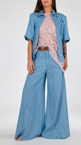 Pantalone palazzo chambray viscosa H.