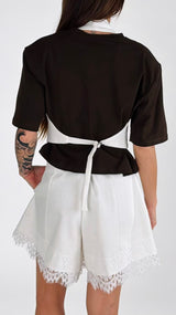 Gilet canvas+pizzo H.