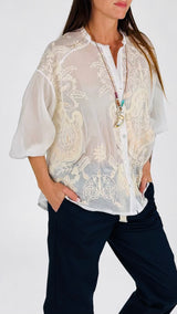 Camicia organza ricami etnici H.