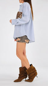 Camicia rigata tasca paillettes T.
