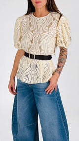 Maglia traforo manica palloncino H.