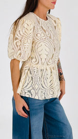Maglia traforo manica palloncino H.