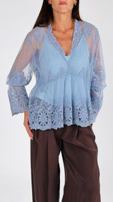 Camicia tulle ricami balza crochet You