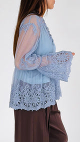 Camicia tulle ricami balza crochet You