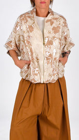 Bomber cotone lino ricami