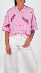 Camicia bastoncino ric fiori