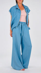 Pantapalazzo elastico chambray T.