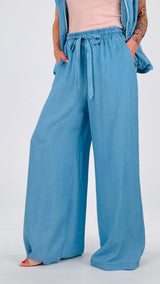 Pantapalazzo elastico chambray T.