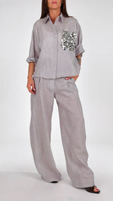Pantalone palazzo puro lino T.