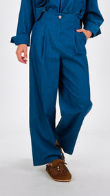 Pantalone chambray elasticizzato T.
