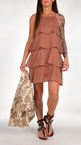 Abito corto organza balze T.