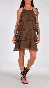 Abito corto organza balze T.