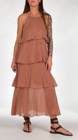 Abito lungo organza balze T.