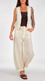 Pantalone egg lino natural H.
