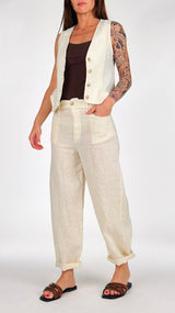 Pantalone egg lino natural H.