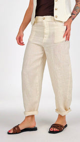 Pantalone egg lino natural H.