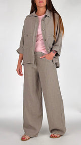 Giacca camicia tasche lino tinto H.