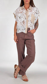 Camicia aletta macramè fondo elastico